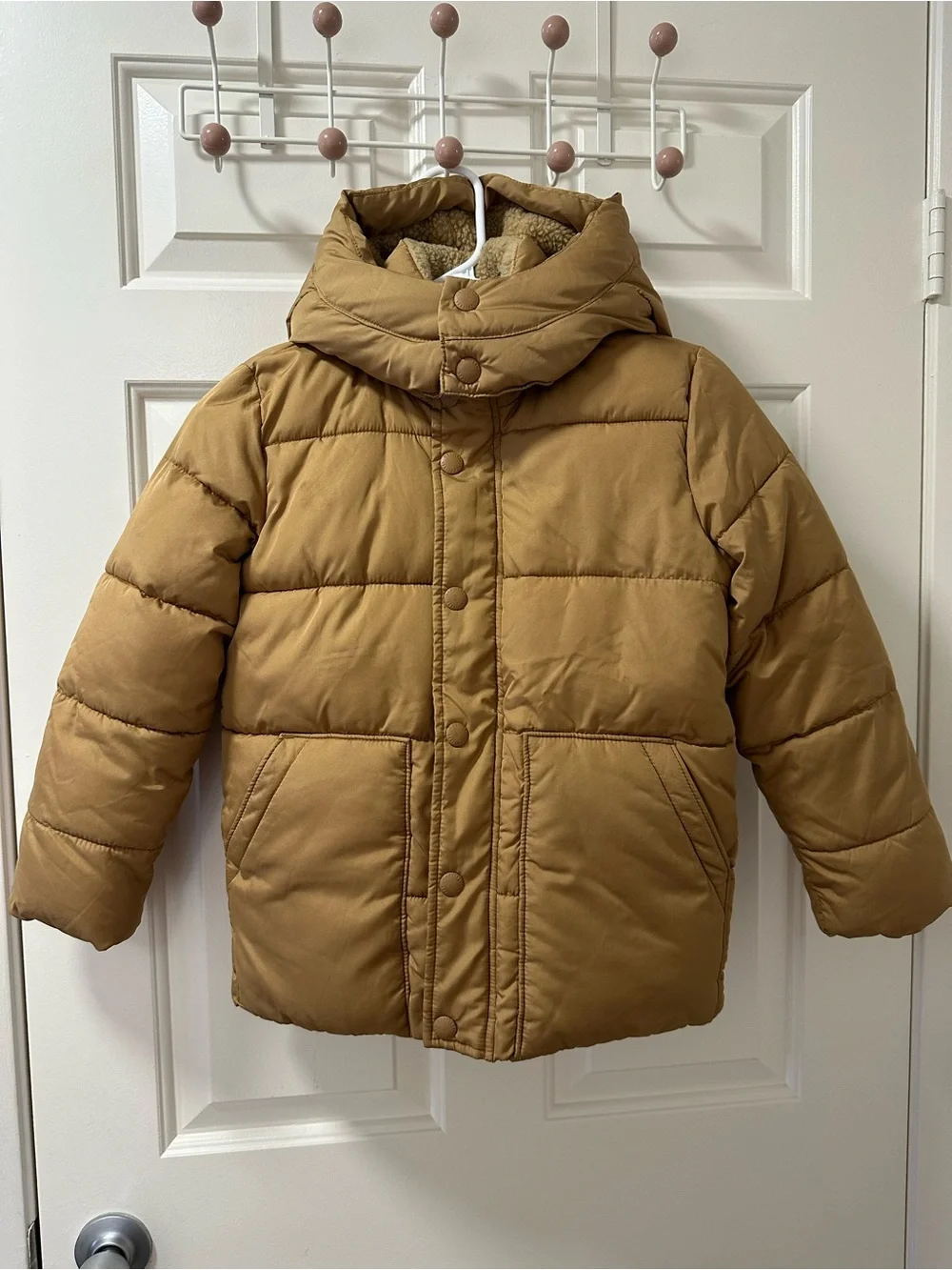 GAP Kids Hooded Puffer Jacket - Tan